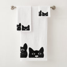"Black Cat Face" Handtücher Set