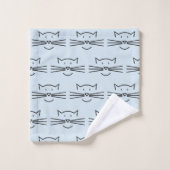 Black Cat Face Kontur Design Badetuch Set (Waschlappen)