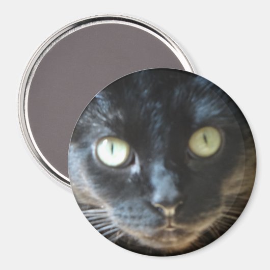 Black Cat Face Magnet (Vorderseite/Rückseite)