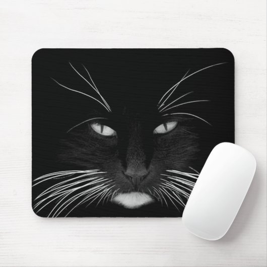 Black Cat Face Mousepad (Mit Mouse)