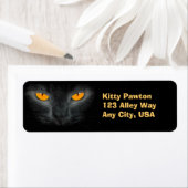 Black Cat Face Orange Eyes Address Labels (Insitu)