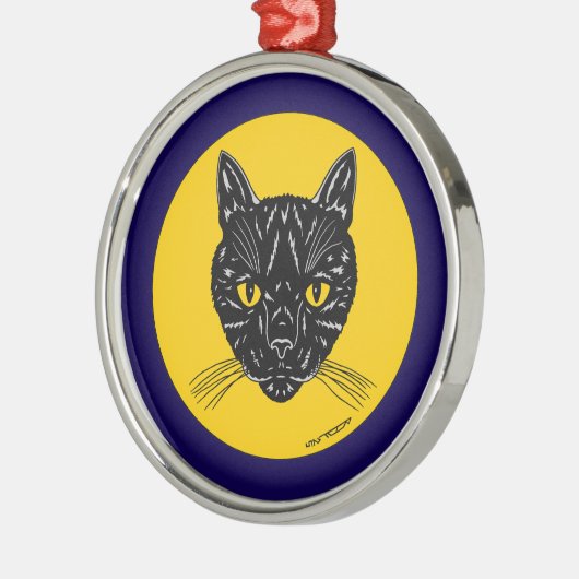 Black Cat Face Ornament Aus Metall (Links)