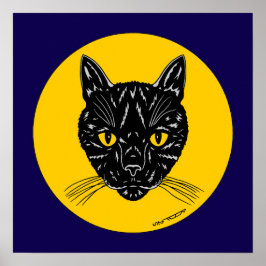 Black Cat Face Poster