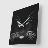 Black Cat Face Quadratische Wanduhr (Winkel)