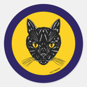 Black Cat Face Runder Aufkleber