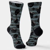 Black Cat Face Socken (Gewinkelt)
