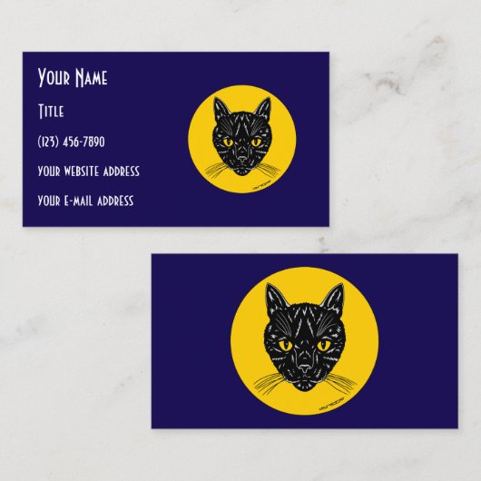 Black Cat Face Visitenkarte (Vorne/Hinten)