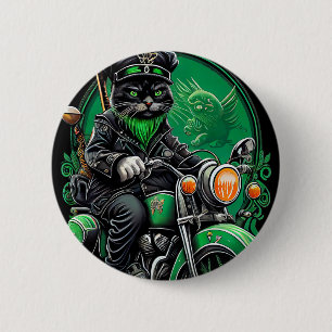 Black Cat Fahrrad St. Patrick's Day Button