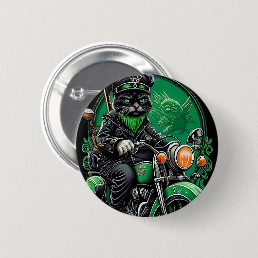 Black Cat Fahrrad St. Patrick's Day Button (Vorne & Hinten)