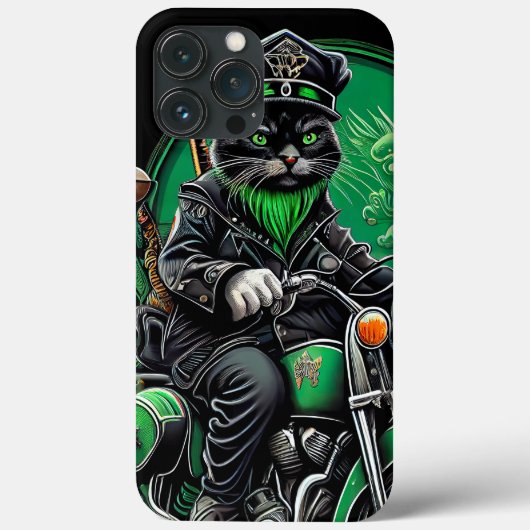 Black Cat Fahrrad St. Patrick's Day Case-Mate iPhone Hülle (Rückseite)