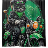Black Cat Fahrrad St. Patrick's Day Duschvorhang (Vorderseite)