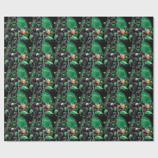 Black Cat Fahrrad St. Patrick's Day Geschenkpapier (Flach)