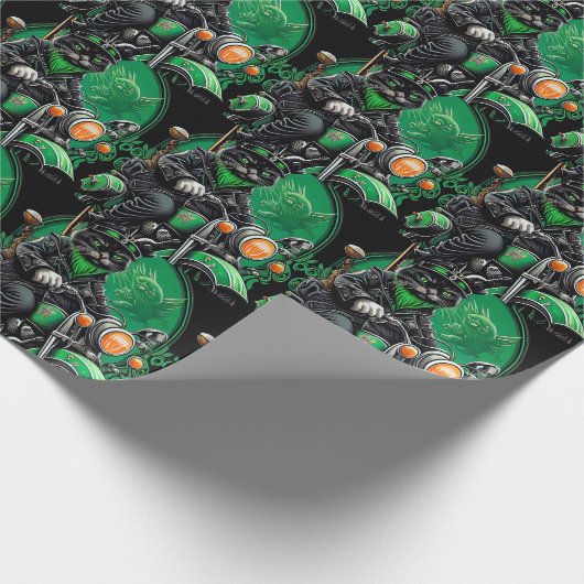 Black Cat Fahrrad St. Patrick's Day Geschenkpapier (Ecke)