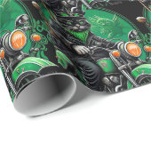 Black Cat Fahrrad St. Patrick's Day Geschenkpapier (Rolleneckpunkt)