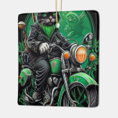 Black Cat Fahrrad St. Patrick's Day Keramikornament (Links)