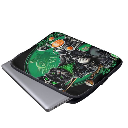 Black Cat Fahrrad St. Patrick's Day Laptopschutzhülle (Vorne Knopf)