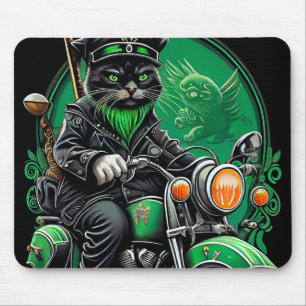 Black Cat Fahrrad St. Patrick's Day Mousepad