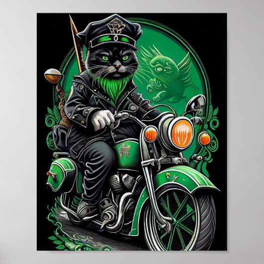 Black Cat Fahrrad St. Patrick's Day Poster (Vorne)