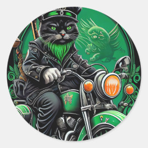 Black Cat Fahrrad St. Patrick's Day Runder Aufkleber