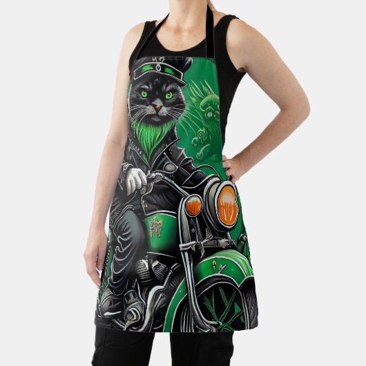 Black Cat Fahrrad St. Patrick's Day Schürze (InSitu)