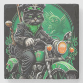 Black Cat Fahrrad St. Patrick's Day Steinuntersetzer (Vorderseite)