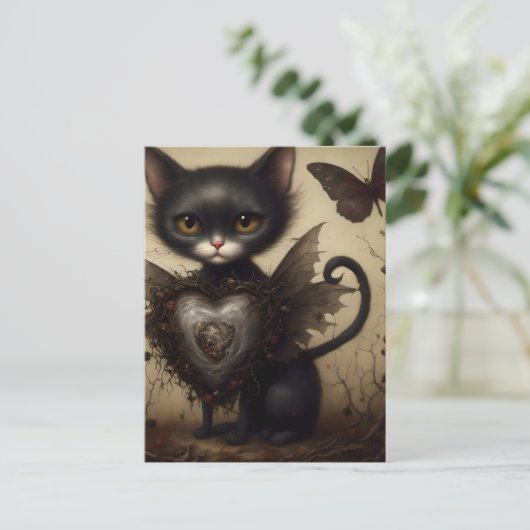Black Cat Fairy Postkarte (Stehend Vorderseite)