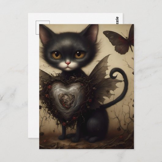 Black Cat Fairy Postkarte (Vorne/Hinten)
