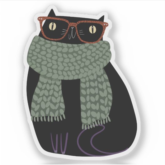 Black Cat Fall Saison Halloween Spooky Niedlich Aufkleber (Vorderseite)