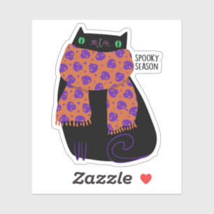 Black Cat Fall Saison Halloween Spooky Niedlich Aufkleber