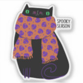 Black Cat Fall Saison Halloween Spooky Niedlich Aufkleber (Vorderseite)