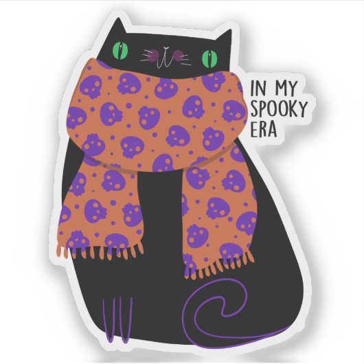 Black Cat Fall Saison Halloween Spooky Niedlich Aufkleber (Vorderseite)