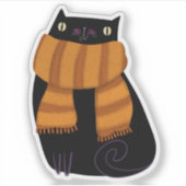 Black Cat Fall Saison Halloween Spooky Niedlich Aufkleber (Vorderseite)