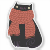 Black Cat Fall Saison Halloween Spooky Niedlich Aufkleber (Vorderseite)