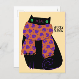 Black Cat Fall Saison Halloween Spooky Niedlich Feiertagspostkarte