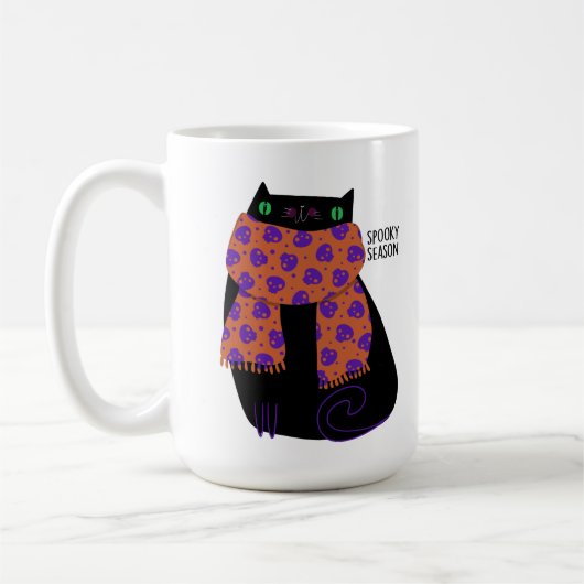 Black Cat Fall Saison Halloween Spooky Niedlich Kaffeetasse (Links)