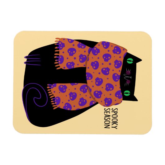 Black Cat Fall Saison Halloween Spooky Niedlich Magnet (Horizontal)