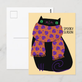 Black Cat Fall Saison Halloween Spooky Niedlich Postkarte
