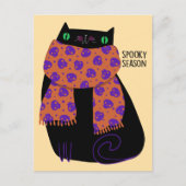 Black Cat Fall Saison Halloween Spooky Niedlich Postkarte (Vorderseite)