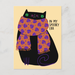 Black Cat Fall Saison Halloween Spooky Niedlich Postkarte