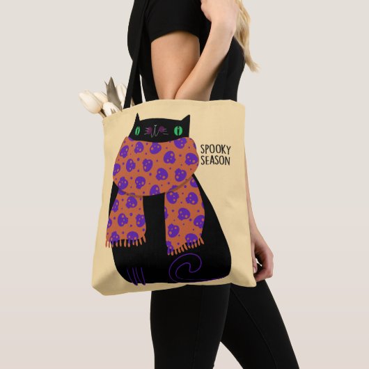 Black Cat Fall Saison Halloween Spooky Niedlich Tasche (Von Nahem)