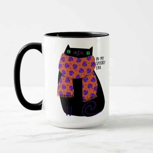 Black Cat Fall Saison Halloween Spooky Niedlich Tasse (Links)