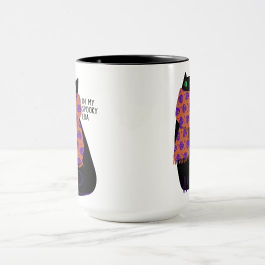 Black Cat Fall Saison Halloween Spooky Niedlich Tasse (Zentrum)