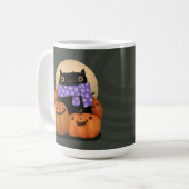 Black Cat Fall Saison Happy Halloween Kaffeetasse (Vorderseite Links)