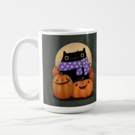 Black Cat Fall Saison Happy Halloween Kaffeetasse (Links)