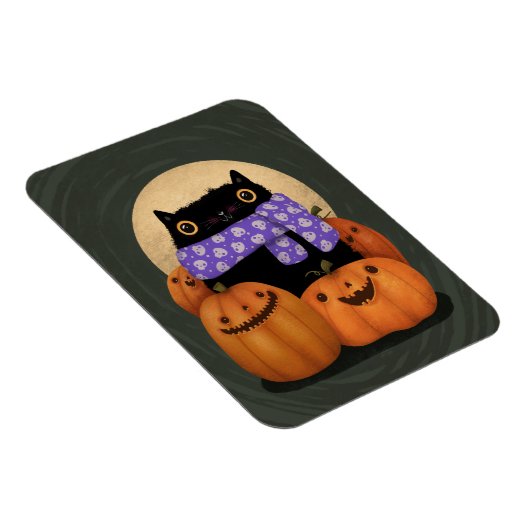 Black Cat Fall Saison Happy Halloween Magnet (Rechte Seite)