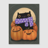 Black Cat Fall Saison Happy Halloween Magnetkarte (Vorderseite)