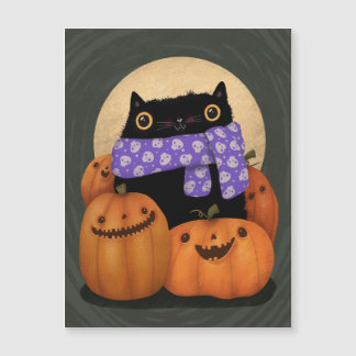 Black Cat Fall Saison Happy Halloween Magnetkarte