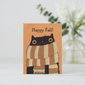Black Cat Fall Saison Happy Halloween Postkarte (Stehend Vorderseite)