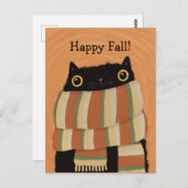 Black Cat Fall Saison Happy Halloween Postkarte (Vorne/Hinten)