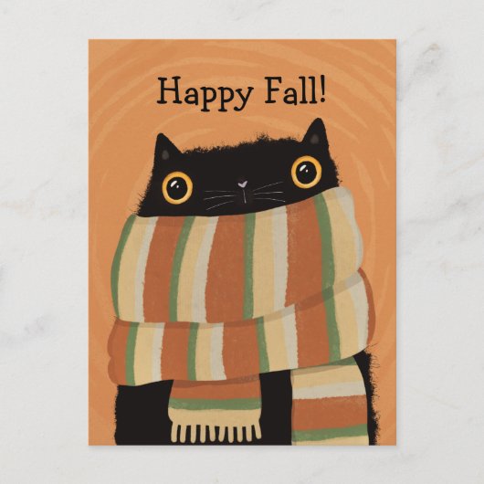 Black Cat Fall Saison Happy Halloween Postkarte (Vorderseite)